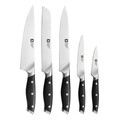 Set 5 cutite si suport Grand Chef, Richardson Sheffield, 9 cm/13 cm/ 20 cm, inox 13/0, negru