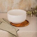 Bol cu capac Mooka, Homla, 24x13.5 cm, ceramica/lemn de salcam, alb/maro