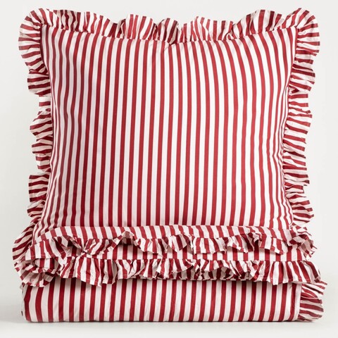 Lenjerie de pat pentru o persoana Trudy, Homla, 2 piese, 140x200 cm, bumbac, rosu/alb