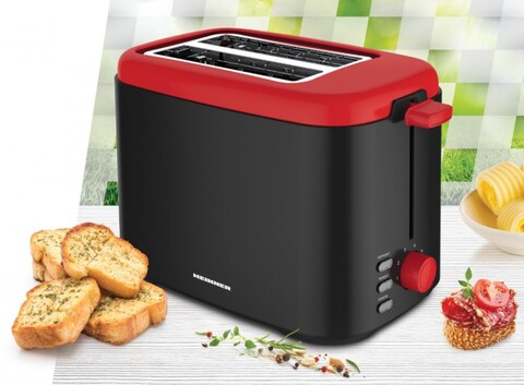Prajitor de paine Wassay 800, Heinner, 800W, negru/rosu