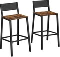 Set 2 scaune de bar, Vasagle, 50.7x43.1x97.2 cm, PAL/otel, max 130 kg, maro rustic