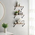 Set 3 rafturi de perete, Vasagle, 30 cm / 35 cm / 40 cm, PAL/otel, maro rustic