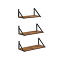 Set 3 rafturi de perete, Vasagle, 30 cm / 35 cm / 40 cm, PAL/otel, maro rustic