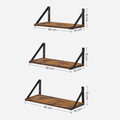 Set 3 rafturi de perete, Vasagle, 30 cm / 35 cm / 40 cm, PAL/otel, maro rustic