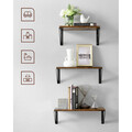 Set 3 rafturi de perete, Vasagle, 30 cm / 35 cm / 40 cm, PAL/otel, maro rustic