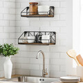 Set 3 rafturi de perete, Vasagle, 30 cm / 35 cm / 40 cm, PAL/otel, maro rustic
