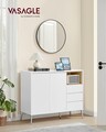 Bufet cu 2 usi si 3 sertare / Comoda Vasagle, 103.5x40x84 cm, MDF/PAL, alb