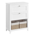 Dulap pentru baie cu 2 sertare si 2 cosuri, Vasagle, 60x30x80 cm, MDF, alb