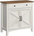 Bufet cu 2 usi si 1 sertar, Vasagle, 80x40x80 cm, MDF/PAL, alb rustic/maro