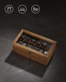 Cutie pentru ceasuri cu 2 niveluri, Songmics, 12 compartimente, 34x19x12.5 cm, lemn de paulownia/MDF, maro
