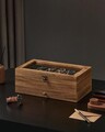 Cutie pentru ceasuri cu 2 niveluri, Songmics, 12 compartimente, 34x19x12.5 cm, lemn de paulownia/MDF, maro