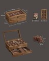Cutie pentru ceasuri cu 2 niveluri, Songmics, 12 compartimente, 34x19x12.5 cm, lemn de paulownia/MDF, maro