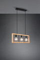 Lustra Agra, TRIO, 60x8.5x150 cm, 13.5W, 3x E27, metal, negru mat/natur