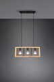 Lustra Agra, TRIO, 60x8.5x150 cm, 13.5W, 3x E27, metal, negru mat/natur