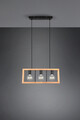 Lustra Agra, TRIO, 60x8.5x150 cm, 13.5W, 3x E27, metal, negru mat/natur