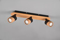 Plafoniera Aruni, TRIO, 48x9x15 cm, 10W, 3x GU10, lemn, natur/negru