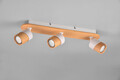 Plafoniera Aruni, TRIO, 48x9x15 cm, 10W, 3x GU10, lemn, natur/alb