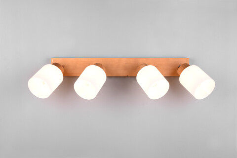 Plafoniera Assam, RL, 60x10x21 cm, 25W, 4x E14, lemn, natur/alb