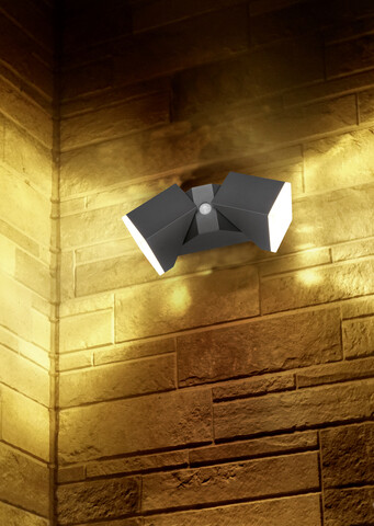 Aplica de perete pentru exterior cu senzor Avon, TRIO, 9x28 cm, 7W, 2x SMD LED, aluminiu turnat, antracit