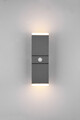 Aplica de perete pentru exterior cu senzor Avon, TRIO, 9x28 cm, 7W, 2x SMD LED, aluminiu turnat, antracit