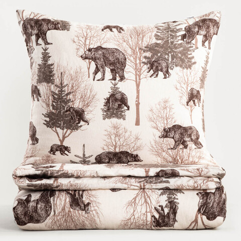 Lenjerie de pat King Size, Urso, Homla, 3 piese, 200x220 cm, bumbac, multicolor