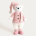 Decoratiune ursulet Pulise, Homla, 32x15x48 cm, poliester/plastic, roz/alb