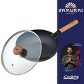 Tigaie Wok cu capac, Samurai Gourmet by Rikito Watanabe si Cooking by Heinner, 26x7.5 cm, aluminiu, negru/natur