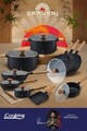 Tigaie Wok cu capac, Samurai Gourmet by Rikito Watanabe si Cooking by Heinner, 26x7.5 cm, aluminiu, negru/natur