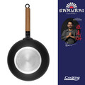 Tigaie Wok cu capac, Samurai Gourmet by Rikito Watanabe si Cooking by Heinner, 28x8 cm, aluminiu, negru/natur