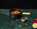 Oala cu capac, Samurai Gourmet by Rikito Watanabe si Cooking by Heinner, 20x9.5 cm, 2.7 L, aluminiu, negru/natur