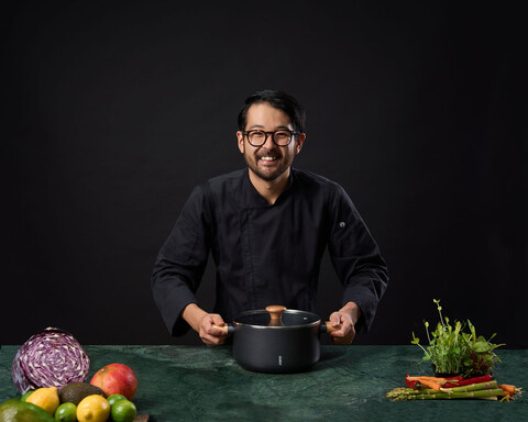 Oala cu capac, Samurai Gourmet by Rikito Watanabe si Cooking by Heinner, 24x12.5 cm, 5.3 L, aluminiu, negru/natur