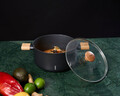Oala cu capac, Samurai Gourmet by Rikito Watanabe si Cooking by Heinner, 24x12.5 cm, 5.3 L, aluminiu, negru/natur