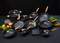 Oala cu capac, Samurai Gourmet by Rikito Watanabe si Cooking by Heinner, 24x12.5 cm, 5.3 L, aluminiu, negru/natur
