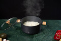 Oala cu capac, Samurai Gourmet by Rikito Watanabe si Cooking by Heinner, 28x14 cm, 7.8 L, aluminiu, negru/natur