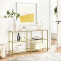 Consola, Vasagle, 130x30x73.3 cm, sticla temperata/otel, auriu