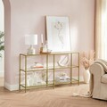Consola, Vasagle, 130x30x73.3 cm, sticla temperata/otel, auriu