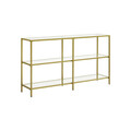Consola, Vasagle, 130x30x73.3 cm, sticla temperata/otel, auriu