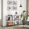 Consola, Vasagle, 100x30x73 cm, sticla temperata/otel, negru