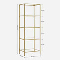 Corp biblioteca cu 5 rafturi, Vasagle, 40x30x124.5 cm, fier/sticla temperata, auriu