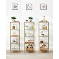 Corp biblioteca cu 5 rafturi, Vasagle, 40x30x124.5 cm, fier/sticla temperata, auriu