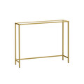 Consola, Vasagle, 100x20x80 cm, sticla temperata/otel, auriu