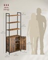 Corp biblioteca cu 6 rafturi, Vasagle, 60x24x159.5 cm, PAL/otel, maro rustic