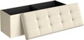 Bancheta cu spatiu depozitare, Mazie, Songmics, 110x38x38 cm, MDF/imitatie in, crem