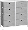 Comoda cu 8 sertare textile, Songmics, 80x30x81.5 cm, MDF/otel, gri