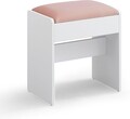 Taburet pentru masuta de toaleta, Vasagle, 45x28.6x45 cm, PAL/MDF/catifea, alb/roz pastel