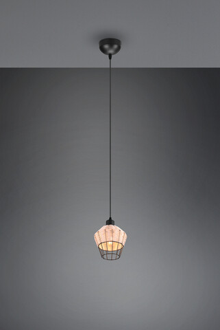 Lustra Borka, RL, 17.5x150 cm, 40W, 1x E27, ratan, natur/negru