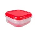 Set 4 cutii alimentare patrate, 0.4 + 0.8 + 1 + 2 L, plastic, rosu