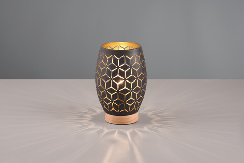 Lampa de masa Bidar, RL, 15x21.5 cm, 28W, 1x E27, metal, negru/natur