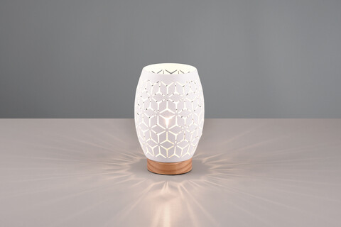 Lampa de masa Bidar, RL, 15x21.5 cm, 28W, 1x E27, metal, alb mat/natur
