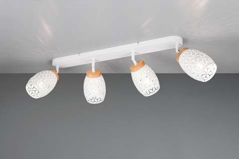 Plafoniera Bidar, RL, 74x12x27 cm, 10W, 4x E14, metal, alb mat/natur